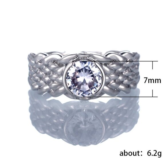 🍁Refine Dainty Weave Anillos Round Zircon Rings for Women, MARR9162 - Picture 5 of 5